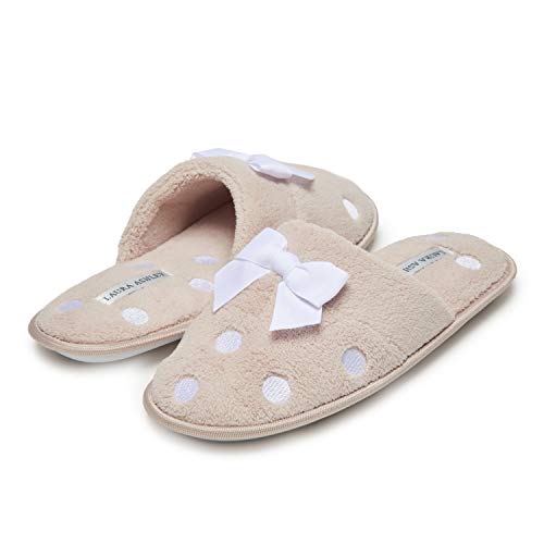 Image of Laura Ashley Ladies Embroidered Soft Terry Scuff Slipper
