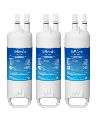 EcoAqua EDR1RXD1 Replacement for Everydrop® Filter 1, W10295370A, EDR1RXD1B, P8RFWB2L, P4RFWB, Kenmore® 46-9081, 46-9930 Refrigerator Water Filter Pack of 3