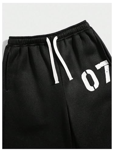 Boy's Wide Leg Sweatpants Number Graphic Drawstring Waist Baggy Casual Sweat Track Pants4