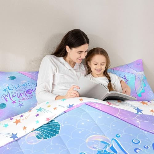 Image of Feelyou Mermaid Bedding Set Twin Size Bedding Set for Kids