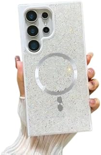 جراب مغناطيسي متوافق مع سامسونج جالاكسي S24 الترا - جراب شفاف لامع مقاوم للصدمات من نكست ستور (اوف وايت)