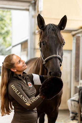 Equimour Lammfell-Putzhandschuh für Pferde – weicher Fellhandschuh zur sanften Pflege empfindlicher Stellen – entfernt Staub, poliert das Fell & eignet sich ideal Auftragen von Pflegeprodukten