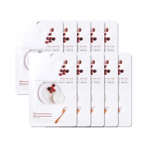 [10 Stücke] EUNYUL Daily Care Gesichtsmasken-Packung Sheabutter 22 ml x 10 Stück Vegan Koreanische Hautpflege Hypoallergenes Tencel-Blatt & natürliche Inhaltsstoffe