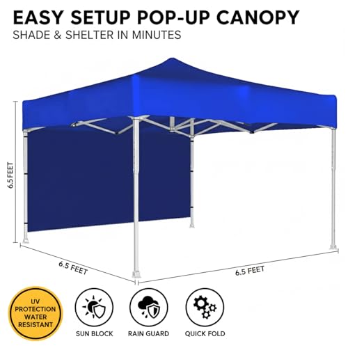 Image of OUTO Heavy Duty Gazebo Tent 6.5 ft | 17.5 Kg Strong Frame | UV Protection Foldable Pop-Up Canopy Tent with 3 Side Open | Outdoor Folding Tent for Garden, Terrace, Events & Promotional Use (Blue)