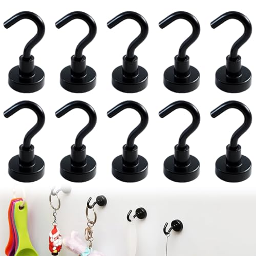 MKEAWWU 10 Piezas Camper Furgoneta Accesorios Gancho Magnético Negro 10Kg - Extra Fuertes Para Refrigerador Techo Pared