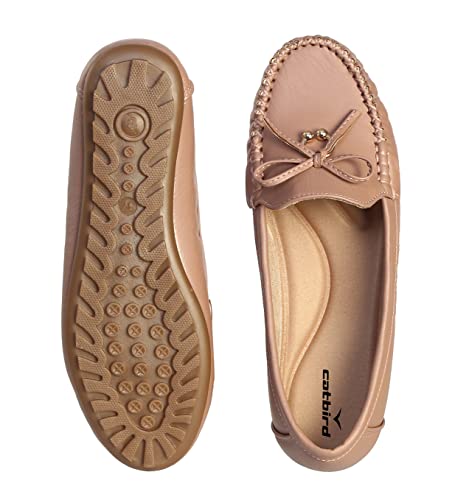 Image of CatBird Women's Slip-On Loafers | Cushioned Comfort Flats with Bow & Metal Detail | Lightweight Office & Casual Shoes | Anti-Slip Sole
