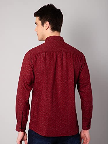Image of Cantabil Men Cotton Printed Maroon Full Sleeve Casual Shirt (P MSHC00578 Maroon)