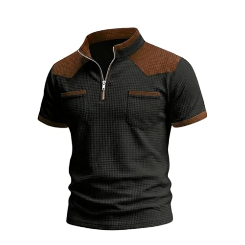 T-shirt de golf doux et léger style polo bicolore patchwork