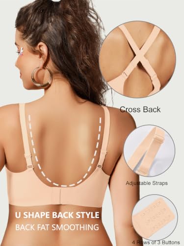 COCOMARTS Jelly Bras for Women No Underwire Deep V Bra Nude M | Push Up Wireless Seamless Comfort Bralettes, Full Support Plunge Design, Soft No-Show Everyday Convertible T-Shirt Bras - image 3