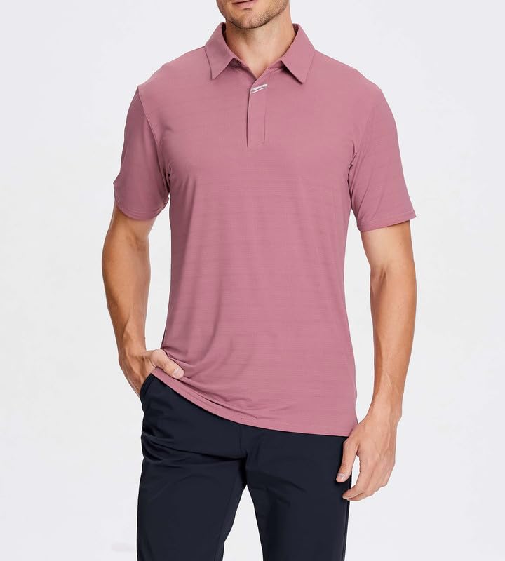 Image of Damipow Premium Golf Shirts for Men Dry Fit Performance Polo Short Sleeve Collared Shirt