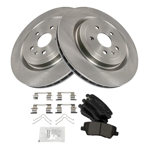 Image of TRQ Rear Brake Pad and Rotor Set Ceramic Compatible with 2016-2018 Cadillac CTS