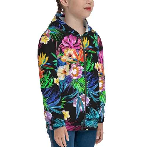 Colorful Flowers Kid Hoodies Boys Zip Up Sweatshirts Girls Pullover with Pocket4