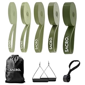 SACRO. Set 5 Widerstandsbänder - Gymnastikband – Fitnessbänder mit unterschiedlichen Intensitäten – Gym, Pilates, Yoga, Crosstraining, Calisthenics – Muskelaufbau