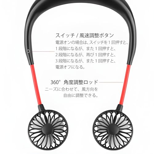 [Snughom]【ミニファン】首掛け＆デスク両用 アロマディフューザー機能付き 充電式LEDライト 野外フェス/オフィス/ジム対応 超軽量130g 3D調整可能ネックバンド 青