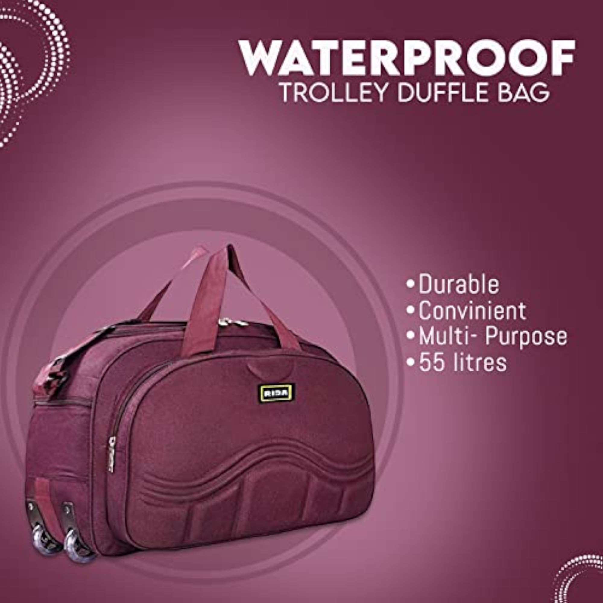Waterproof Trolley Duffel Bag with 2 Wheels