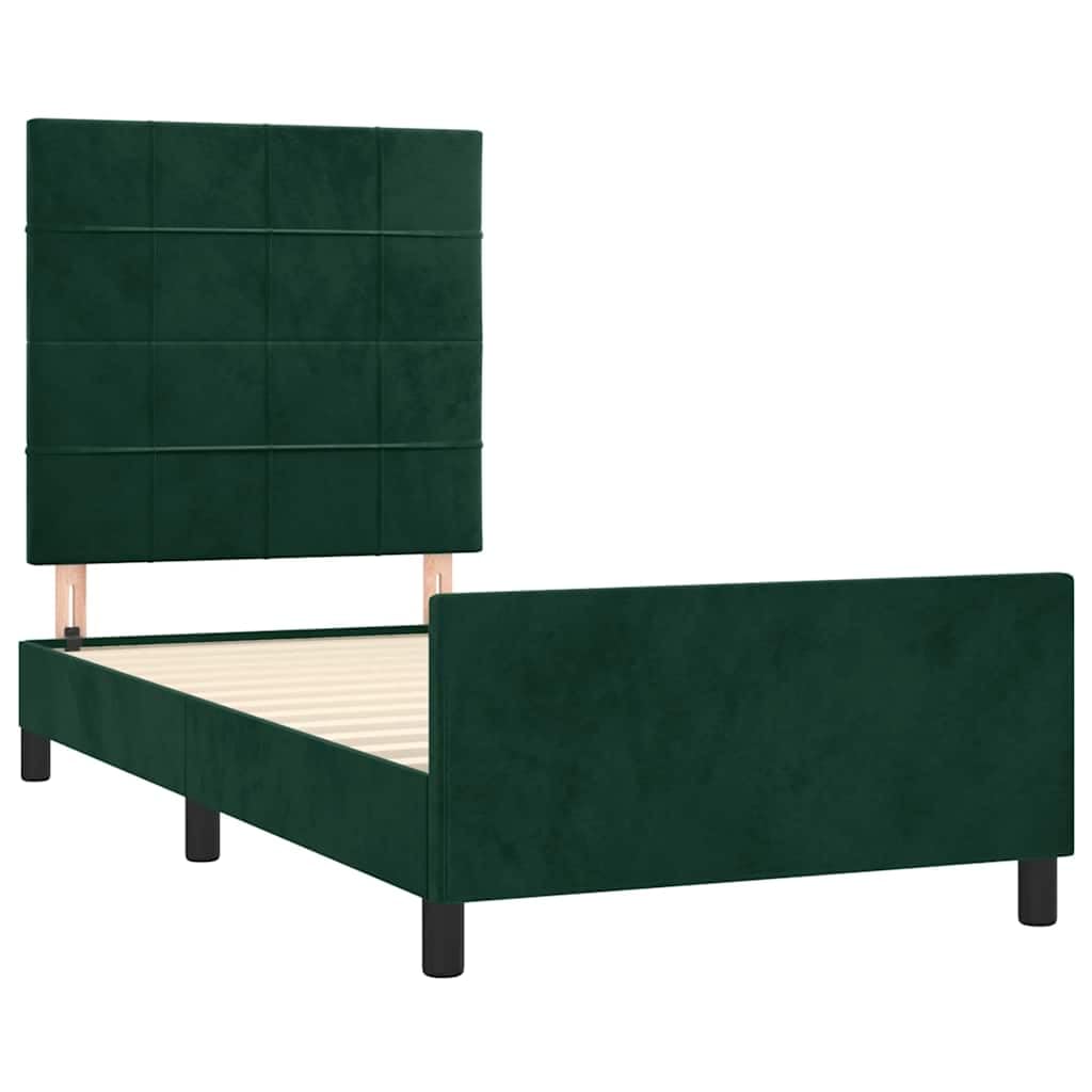 vidaXL Bettgestell mit Kopfteil Polsterbett Bett Bettrahmen Doppelbett Lattenrost Samtbett Schlafzimmermöbel Schlafzimmerbett Dunkelgrün 120x200cm Samt