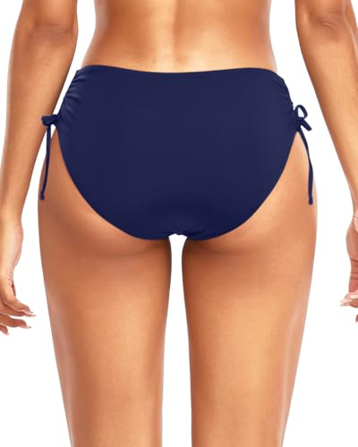 Image of Daci Women Mid Waist Bikini Bottoms - Full Coverage Swim Bathing Suit Bottom Side Tied Swimsuit Bottoms