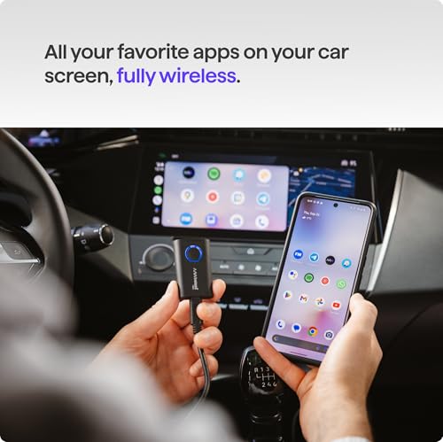 Image of AAWireless Two+ Android Auto & Apple Carplay 2-in-1 Adapter - Wireless Connection via Bluetooth & WiFi - Suitable for iOS 10+ & Android 11+ - Multifunctional Button - Made in Europe