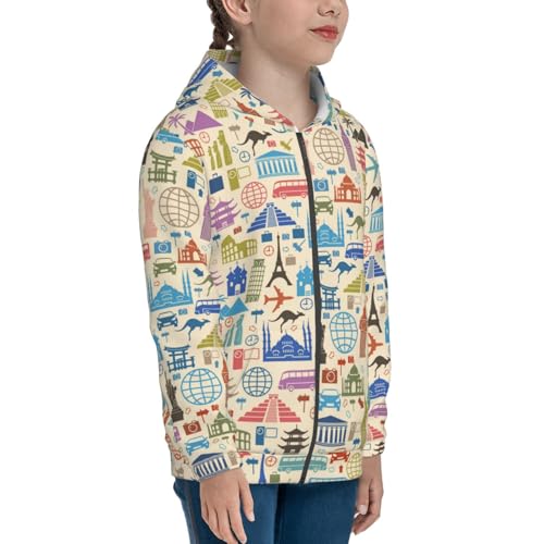 Famous Places Kids Pullover Hoodies Boys Zip Up Sweatshirts Girls Athletic Clothes with Pocket4