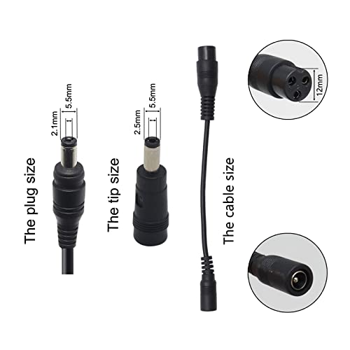 54.6V 2A Power Supply Adapter Charger for 48V 13S Li-ion Lithium Battery Pack 5.5x2.1mm Round Plug with 5.5x2.5mm & GX16 12mm 3-Prong Female Inline Tips