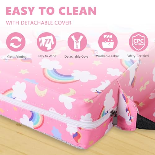 Image of Booster Seat for Kitchen Chair, Toddler Booster Seats for Dining Table with Adjustable Straps Portable for Travel Camping Eating, Booster Cushion for Table for Baby Child Infant Kid Boy Girl