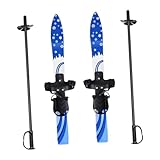 rongweiwang Skis Courts pour la Neige, bâtons de Ski, Loisirs de Plein air, Sports d'hiver, Amusants pour Les Enfants, pour assurant Un Maintien sûr et Confortable pour Les Enfants, Planche Ski