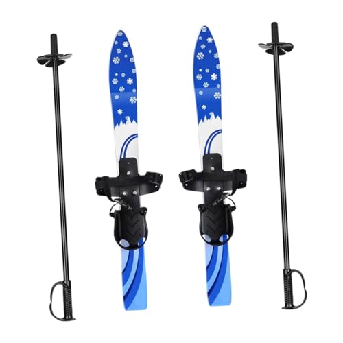 CLSSLVVBN Short Skis for Snow Ski Poles Kids Snowboarding Winter Playtime Fun Set Skiboard Child Ski Board Ice Skates with Bindings Package Includes Snowblades Shoes Snowboard for Kids Girls Boy
