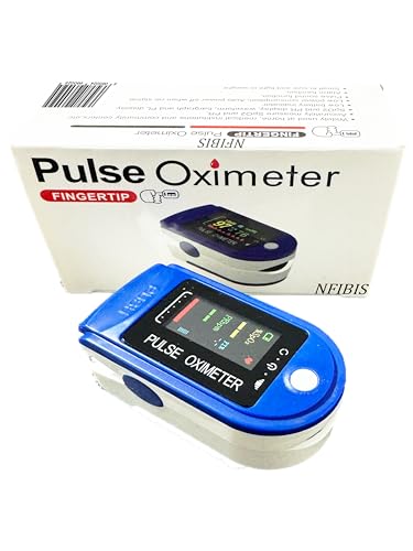 NFIBIS Pulse Oximeter, Fingertip Blood Oxygen Monitor with LED Display, SpO2 and Heart Rate Monitor with Alarm Function, Finger Detection & Screen Rotation