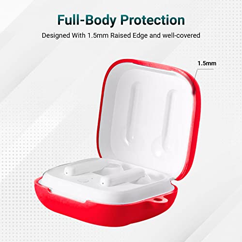 Image of KACA Protective Shockproof Silicone Cover Case with Buckle Compatible with Oppo Enco W51 (Red)