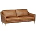 Rivet Alonzo Contemporary Modern Leather Sofa Couch, 80"W, Cognac