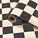Drydiet Black Brown Checkered Peel and Stick Wallpaper 70s Retro Funky Checkered Contact Paper Geometric Waterproof Wallpaper Neutral Checkerboard Decor for Bathroom Cabinet(9.8' x 15.75'')