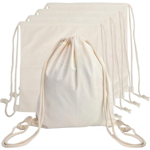 GZRXIOUS 5 Stück Turnbeutel aus Baumwolle 35x40cm – Sportbeutel, Stoffbeutel mit Kordelzug, Baumwollbeutel mit Kordelzug, Turnbeutel zum Bemalen für Schule, Alltag & Freizeit als Everyday Bag
