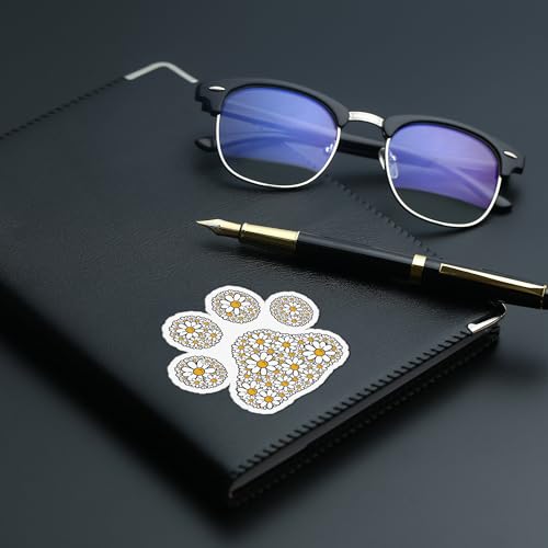 Image of Sunflower Paw Print Sticker 5 Inch Dog Lover Floral Paw Vinyl Decal Waterproof Pet Lover Sticker for Car Bumper Laptop Water Bottle Window