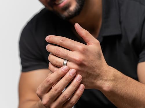 Ridge 8mm Beveled Tungsten Rings For Men - Dual Band Metal Wedding Ring & Silicone Ring, Scratch-Resistant PVD Coating, Convex No-Pinch Fit, Includes Extra Silicone Band (Platinum, 9)3