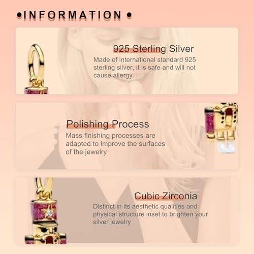 Image of S925 Sterling Silver Gold Plated Romantic Charms, Gifts for Mom Girlfriend Family on Valentine's Day Birthday Christmas Anniversary, Bracelet Necklace Bead Charm