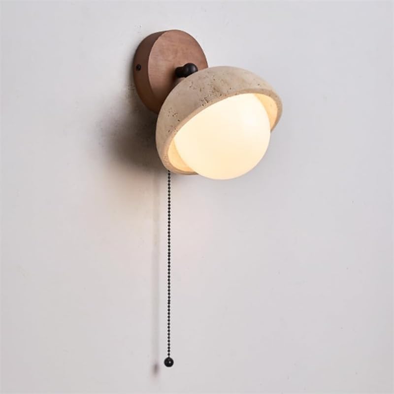 Lampe de chevet murale gain de place avec interrupteur à tirette pour petit espace
