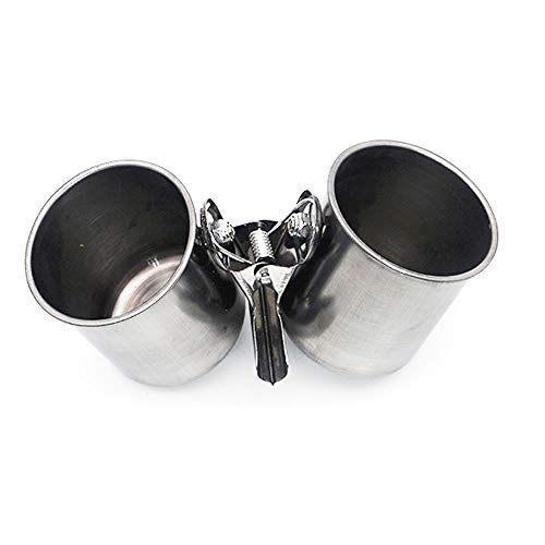 ZOHOKO Bird Water Feeder Dishes Bird Bowl for Cage Coop Cups Parrot Food Hanging Pet Animal Stainless Steel Birdcage Bowls Feeding Perches Play Stand with Clamp