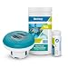 Bestway Nuovo TRIPLETE | Kit Mantenimento acqua di Piscina: Dispenser + 1 kg Pastiglie Multiazione da 200 grammi + 50 Strisce Test 3 per Cloro, pH e Alcalinità