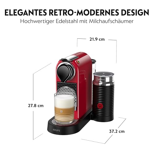 Nespresso Krups XN7615 Citiz&Milk Kaffeekapselmaschine | 1260W | Wassertankkapazität 1l | Pumpendruck 19 Bar | Farbe Rot 4
