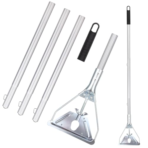 Image of Mop Handle Commercial Heavy Duty - 57 Inch Industrial Metal Clamp Mop Stick Replacement for Floor Cleaning - Professional Mops Head Replacement Holder