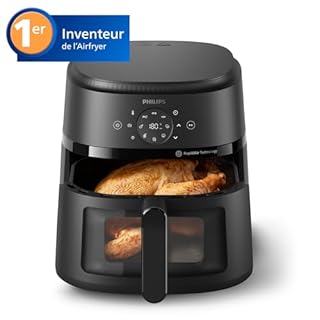 Philips Airfryer Série 2000 - Air Fryer 6.2L, 13 modes de cuisson, technologie RapidAir, jusqu'à 90% de matières grasses en moins, fenêtre de cuisson, écran tactile, Noir (NA230/00)