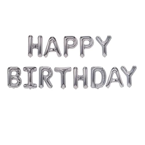 Silber Happy Birthday Ballons Banner Sign, Geburtstags Folienballon Helium Ballon für Hochzeit, Jubiläum Baby Party Dekoration(16 Zoll) Cover