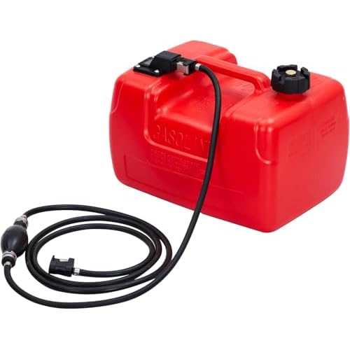 3 Gallon/12l Portable Storage Marine Tank, Marine Gas Tank with Hose, i-Shaped Handle, Easy to Carry for Outboard Engine Boats,Yacht, Fishing,Deck Boats,Red