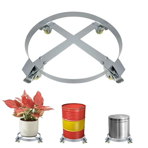 Image of 55 Gallon Drum Dolly, 1000lbs Load Capacity 55 Gallon Barrel Dolly Cart Drum Caddy with 4 Swivel Casters Wheel, Non Tipping Hand Truck Capacity Dollies for Warehouse Drum Handling (Silver Gray)