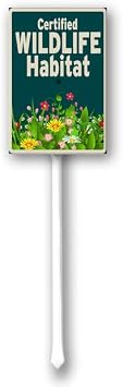 Uptell Certified Wildlife Habitat Yard Sign with Stake Outdoor Aluminum Sign Outdoor Yard Decorations Patio Outdoor Decor 8x12 inches