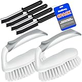 Scrub Brush - 6 Pack, Scrub Brushes for Cleaning, Heavy-Duty Scrub Brush, Stiff Bristles Cleaning Brush, for Kitchen, Bathtub, Floor and Wall Surfaces, Grey