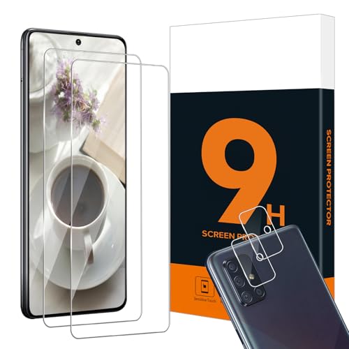 Carantee 2+2 Stück Schutzfolie für Panzerglas für Samsung Galaxy A71 5G 9H Härte Schutzglas Kameraschutz Blasenfrei Anti-Öl 2 5D-Abdeckung Hoch Definition Samsung A71 Displayschutzfolie