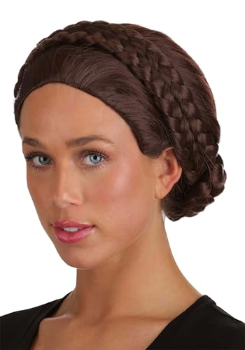 Star Wars Endor Battle Leia Wig for Women - Deluxe Synthetic Hair Costume Accessory for Adults with Braids & Buns