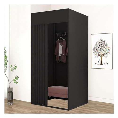 Pengfei Fitting Room, Portable Dressing Room Frame with Curtain and Hook, Changing Room for Clothing Store, Boutiques, Office, Temporary Privacy Space, Easy to Assemble, Black, 39x39x79 inch - Black