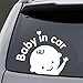 Baby in Car Sticker Decals Safety Signs Baby on Board for Cars 7''X6.5'' Waterproof Shiny Reflective Material (White) Last for 6 Yr (Buy 1 Get 1)